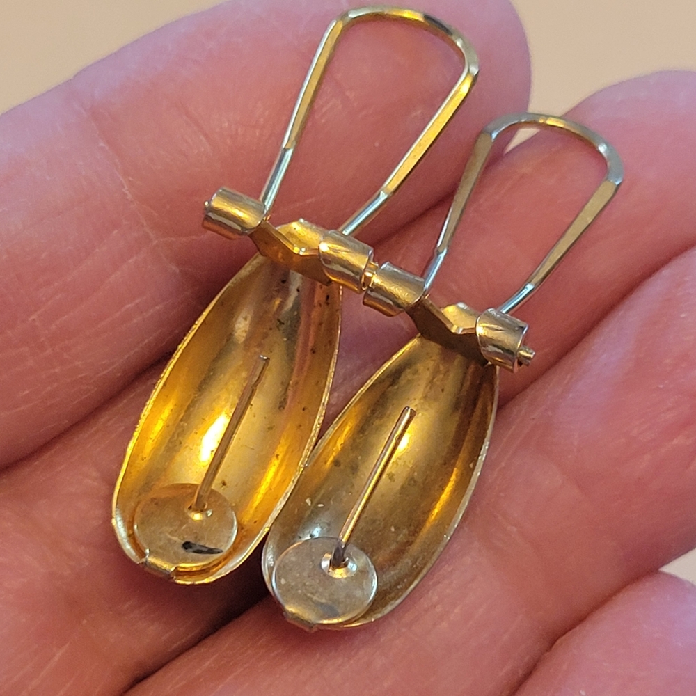 Vintage Monet Silver-tone & Unsigned Gold-tone Clip-On Earrings ~ 1970s? - Picture 13 of 16
